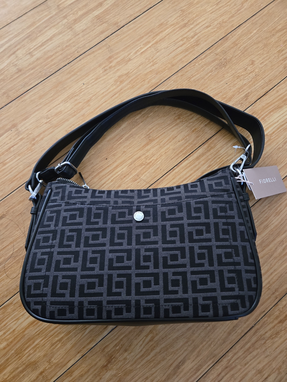 Fiorelli Black Geometric Jacquard Shoulder Bag